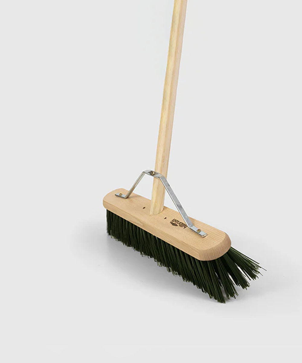 Traditional Wooden Platform Broom With Handle - Stiff